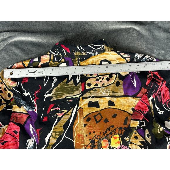 Wearable Art jacket women's size XL by Units cotton zipup colorful with grommets - Picture 3 of 14